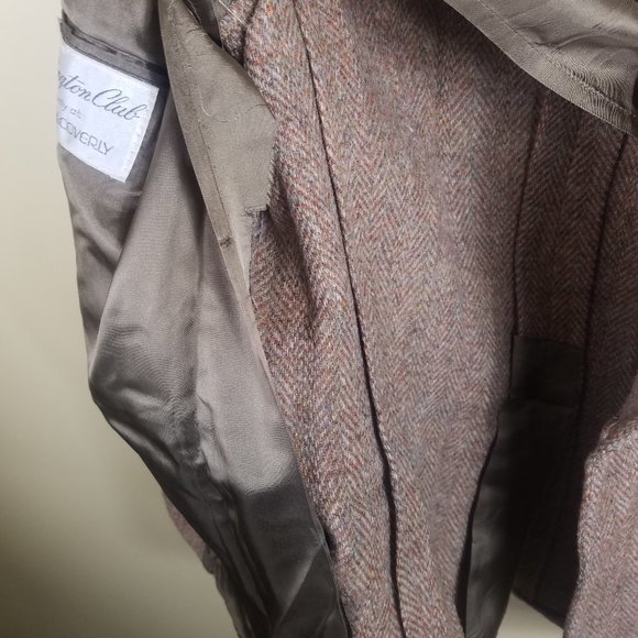 Harris Tweed 38R Tan Sport Coat Leather Buttons - Picture 9 of 12